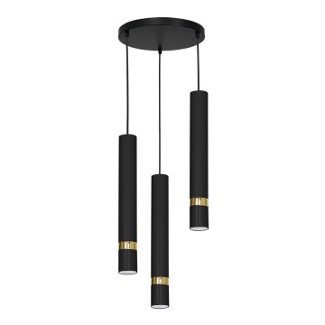 Chandelier on a string RENO 3xGU10/8W/230V black/gold