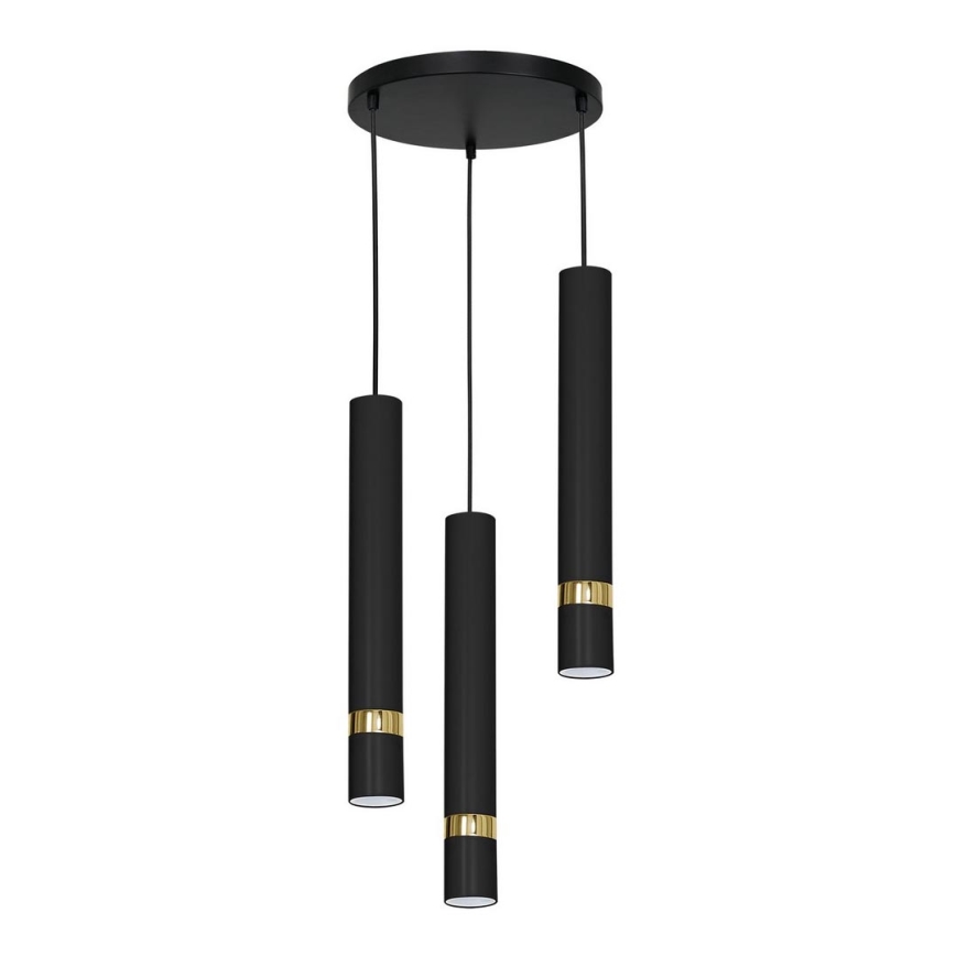 Chandelier on a string RENO 3xGU10/8W/230V black/gold
