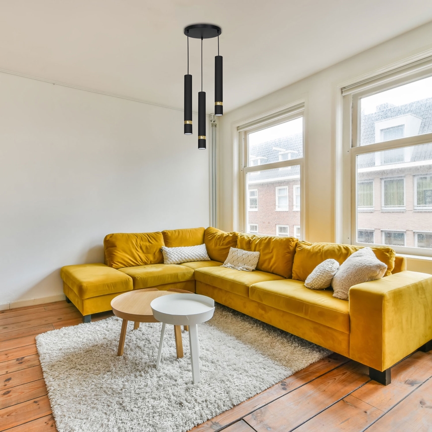 Chandelier on a string RENO 3xGU10/8W/230V black/gold
