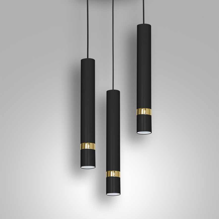 Chandelier on a string RENO 3xGU10/8W/230V black/gold