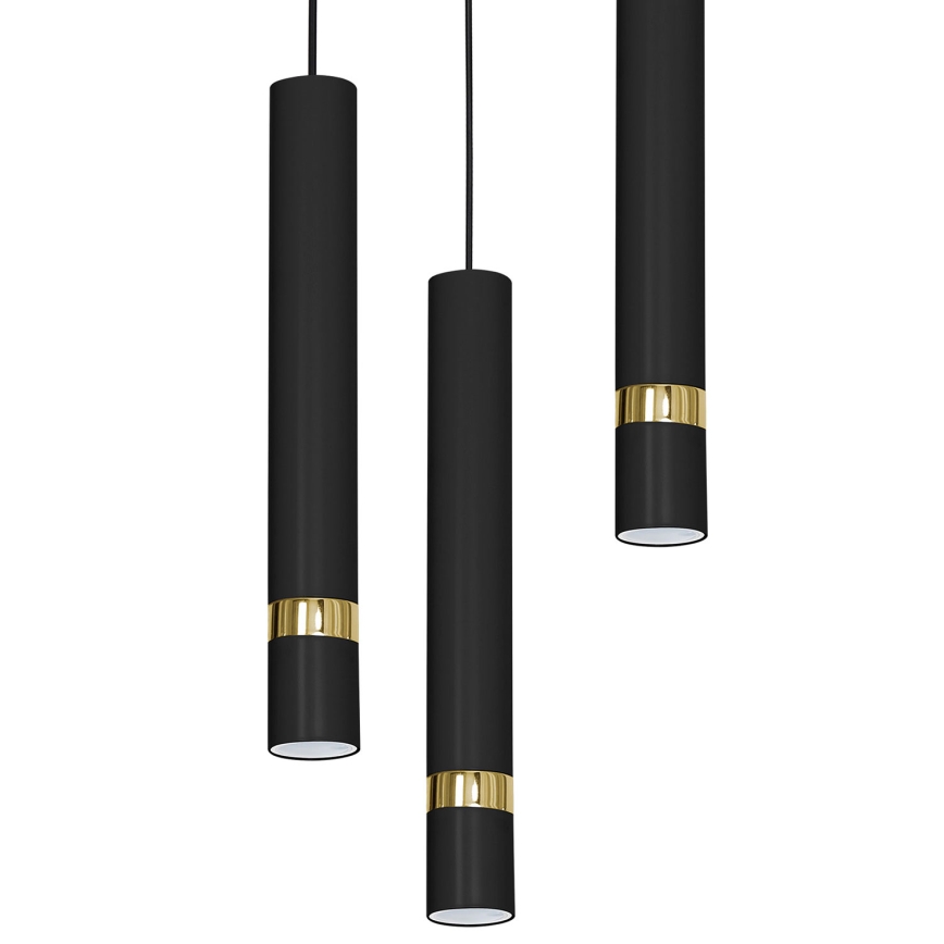 Chandelier on a string RENO 3xGU10/8W/230V black/gold