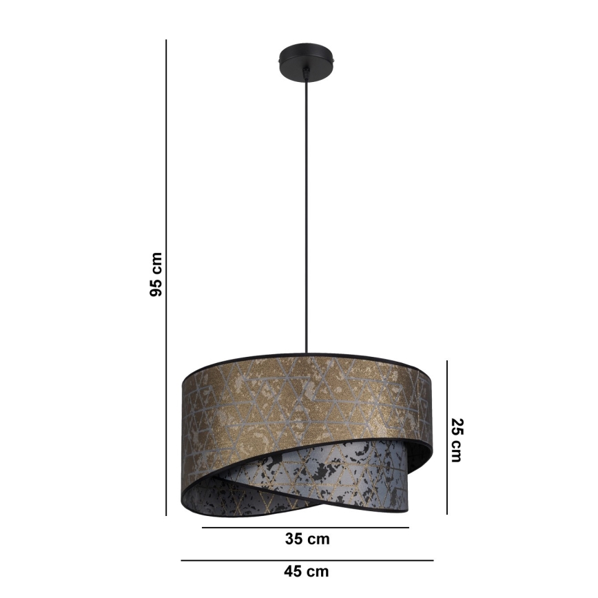 Chandelier on a string REZO 1xE27/60W/230V grey/gold