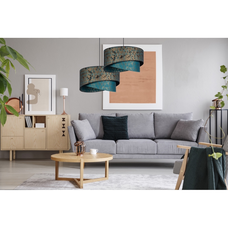 Chandelier on a string REZO 1xE27/60W/230V turquoise/gold