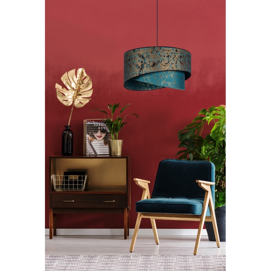 Chandelier on a string REZO 1xE27/60W/230V turquoise/gold