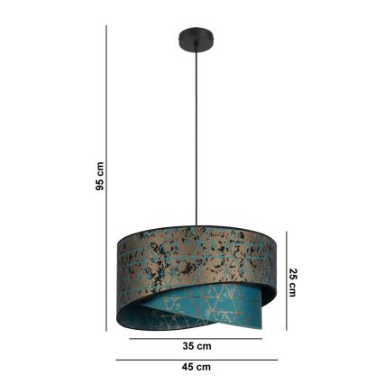 Chandelier on a string REZO 1xE27/60W/230V turquoise/gold