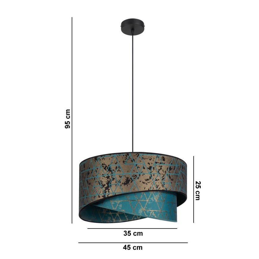 Chandelier on a string REZO 1xE27/60W/230V turquoise/gold