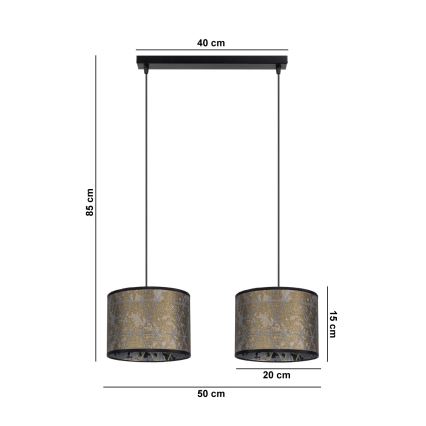 Chandelier on a string REZO 2xE27/60W/230V gold