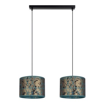 Chandelier on a string REZO 2xE27/60W/230V gold/turquoise