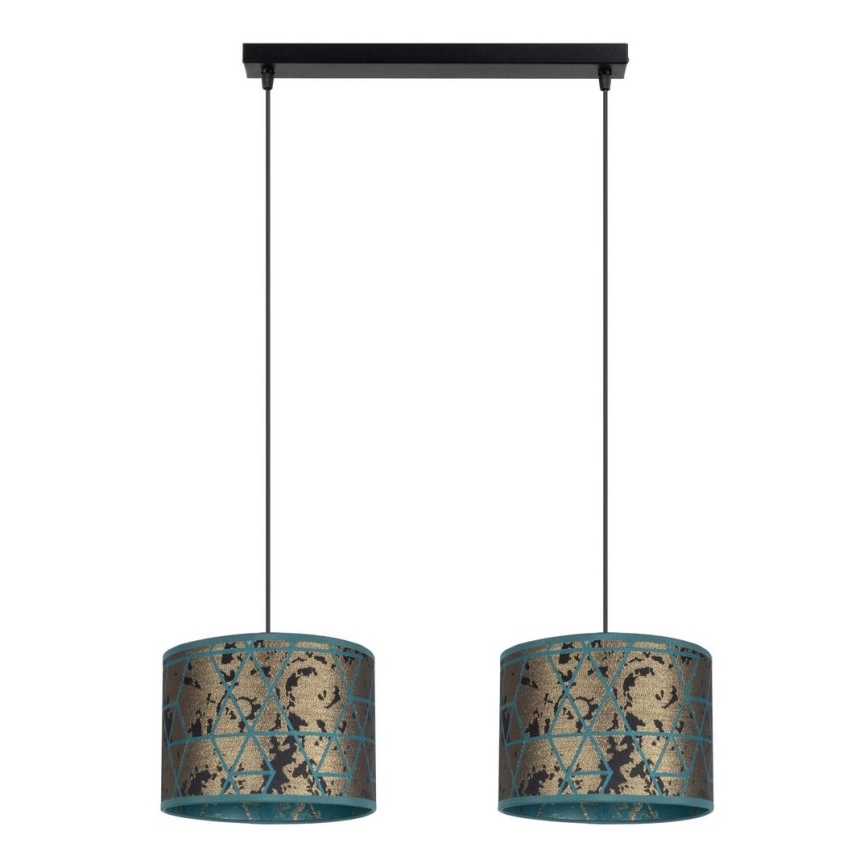 Chandelier on a string REZO 2xE27/60W/230V gold/turquoise