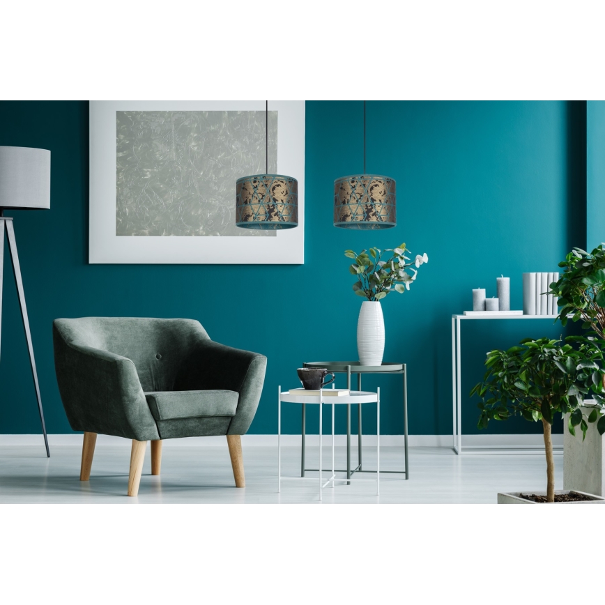 Chandelier on a string REZO 2xE27/60W/230V gold/turquoise