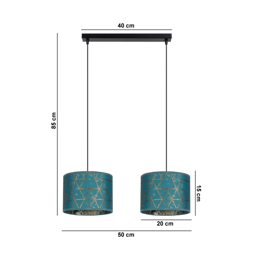 Chandelier on a string REZO 2xE27/60W/230V turquoise