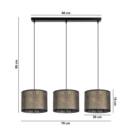 Chandelier on a string REZO 3xE27/60W/230V gold