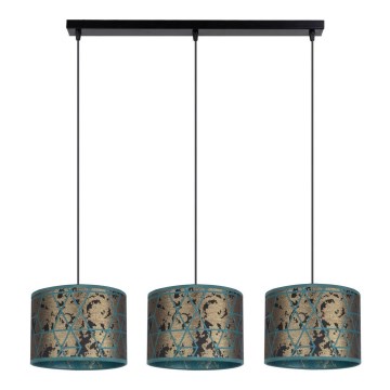 Chandelier on a string REZO 3xE27/60W/230V gold/turquoise