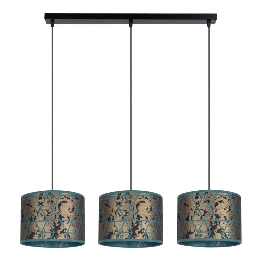 Chandelier on a string REZO 3xE27/60W/230V gold/turquoise