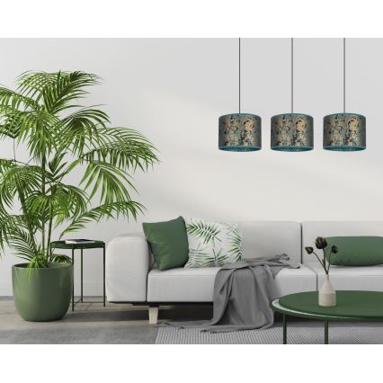 Chandelier on a string REZO 3xE27/60W/230V gold/turquoise