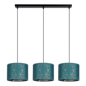 Chandelier on a string REZO 3xE27/60W/230V turquoise