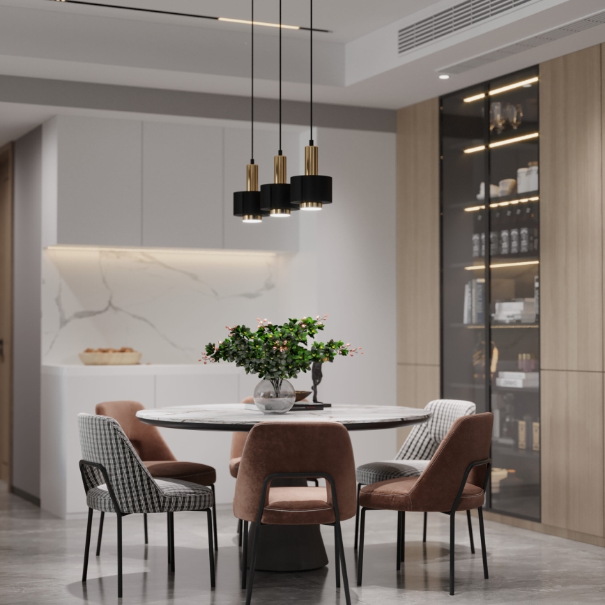 Chandelier on a string RIF LUX 1xGX53/12W/230V d. 15 cm black/gold