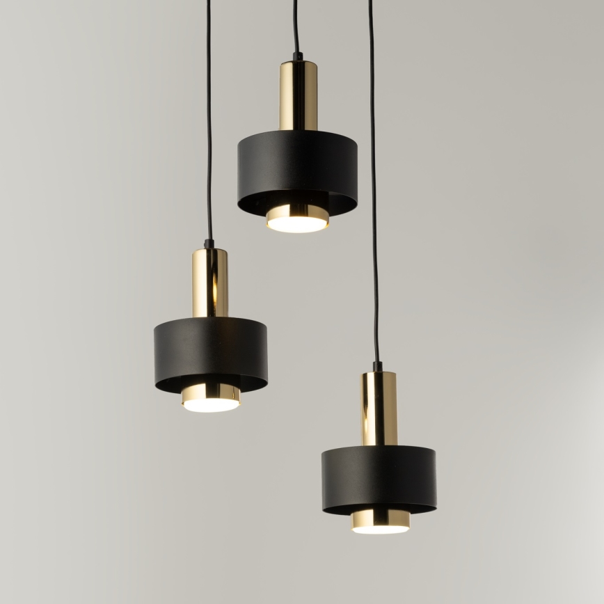 Chandelier on a string RIF LUX 3xGX53/12W/230V d. 38 cm black/gold