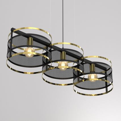 Chandelier on a string RIM 3xE27/60W/230V black/golden