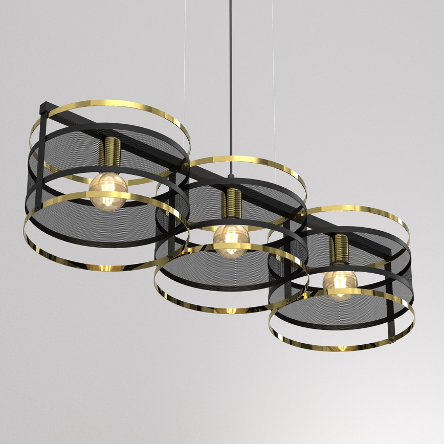 Chandelier on a string RIM 3xE27/60W/230V black/golden