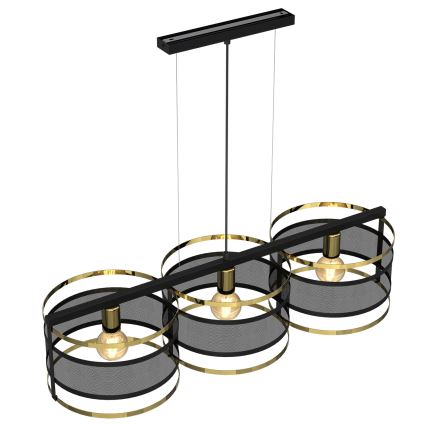Chandelier on a string RIM 3xE27/60W/230V black/golden