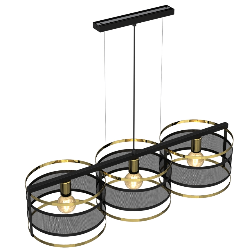 Chandelier on a string RIM 3xE27/60W/230V black/golden