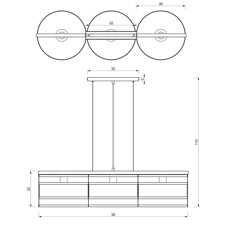 Chandelier on a string RIM 3xE27/60W/230V