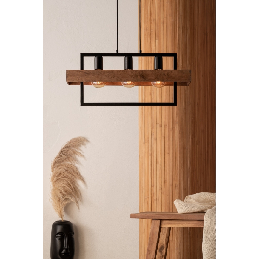 Chandelier on a string ROBIN 3xE27/60W/230V wood