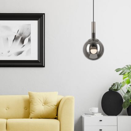 Chandelier on a string ROLLO 1xE14/5W/230V matte chrome/smoky