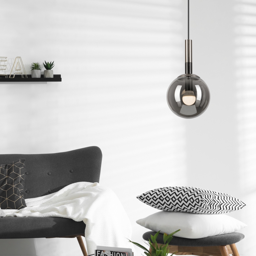 Chandelier on a string ROLLO 1xE14/5W/230V matte chrome/smoky