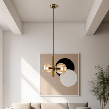 Chandelier on a string ROLLO 3xE14/5W/230V gold/smoky beige