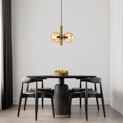 Chandelier on a string ROLLO 3xE14/5W/230V gold/smoky beige