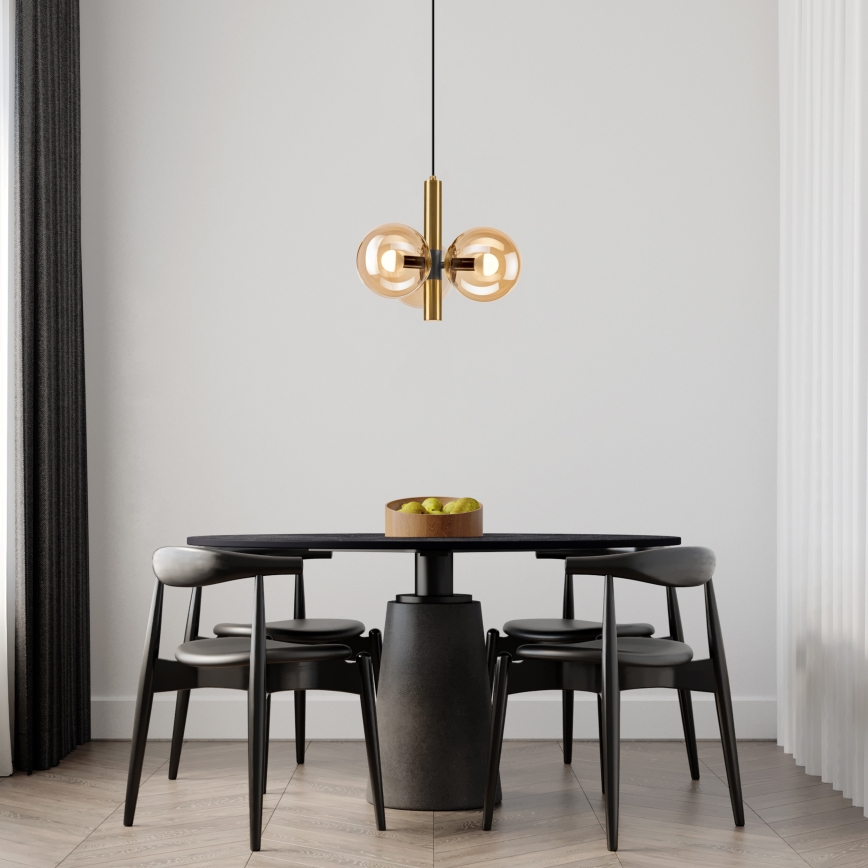 Chandelier on a string ROLLO 3xE14/5W/230V gold/smoky beige