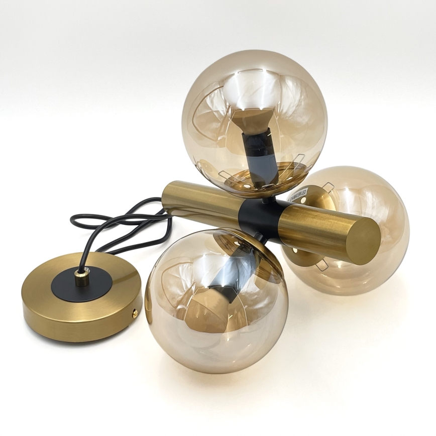 Chandelier on a string ROLLO 3xE14/5W/230V gold/smoky beige