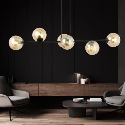 Chandelier on a string ROSSI 6xE14/10W/230V black/beige