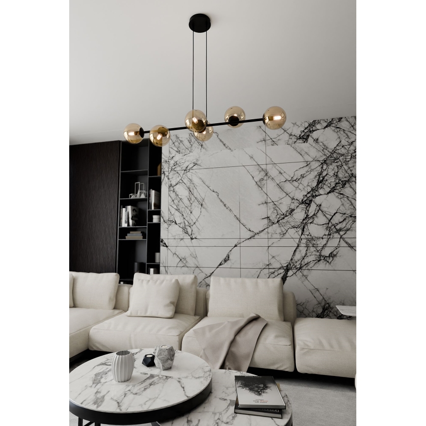 Chandelier on a string ROSSI 6xE14/10W/230V black/beige