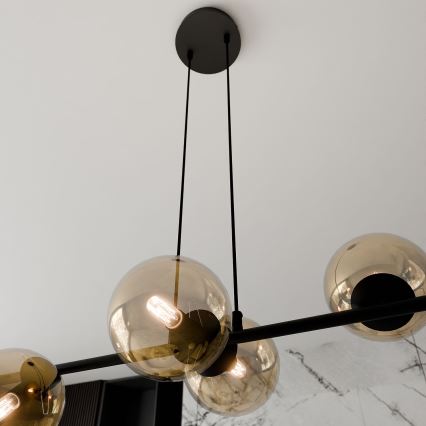 Chandelier on a string ROSSI 6xE14/10W/230V black/beige