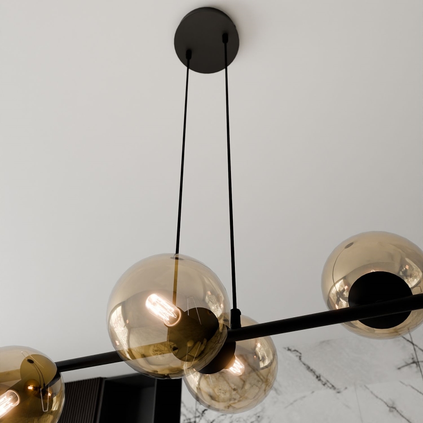 Chandelier on a string ROSSI 6xE14/10W/230V black/beige