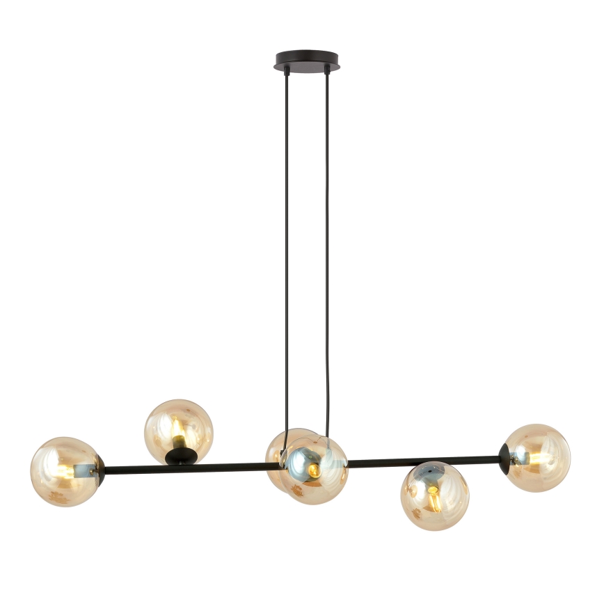 Chandelier on a string ROSSI 6xE14/10W/230V black/beige
