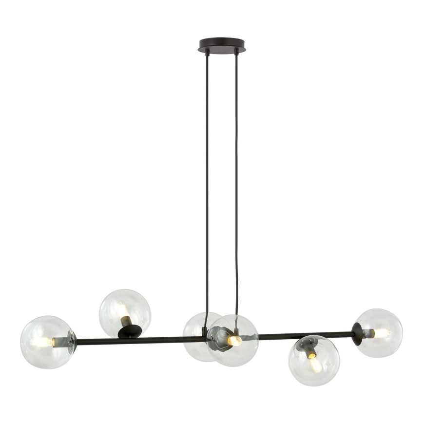 Chandelier on a string ROSSI 6xE14/10W/230V black/clear