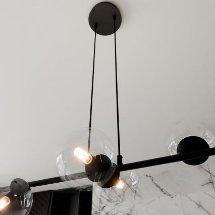 Chandelier on a string ROSSI 6xE14/10W/230V black/clear