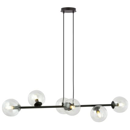 Chandelier on a string ROSSI 6xE14/10W/230V black/clear