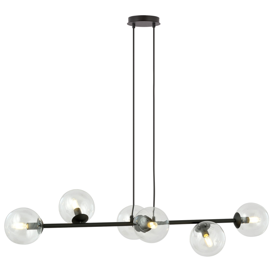 Chandelier on a string ROSSI 6xE14/10W/230V black/clear