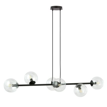 Chandelier on a string ROSSI 6xE14/10W/230V black/clear