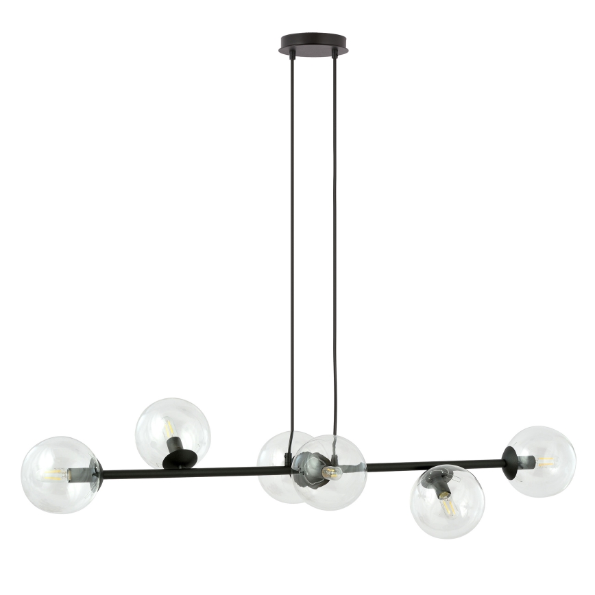 Chandelier on a string ROSSI 6xE14/10W/230V black/clear