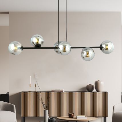 Chandelier on a string ROSSI 6xE14/10W/230V black/grey