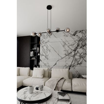 Chandelier on a string ROSSI 6xE14/10W/230V black/grey