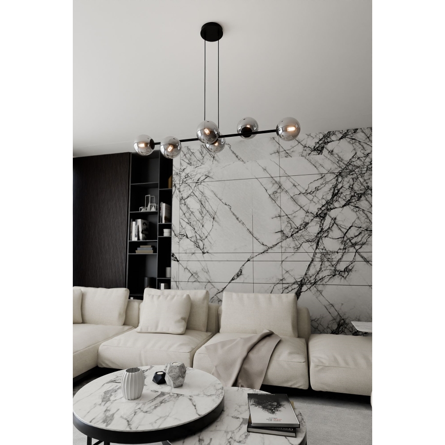 Chandelier on a string ROSSI 6xE14/10W/230V black/grey