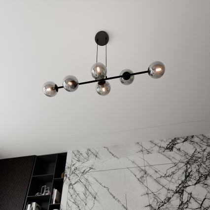 Chandelier on a string ROSSI 6xE14/10W/230V black/grey