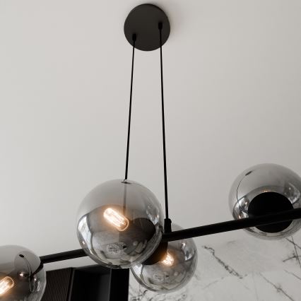 Chandelier on a string ROSSI 6xE14/10W/230V black/grey